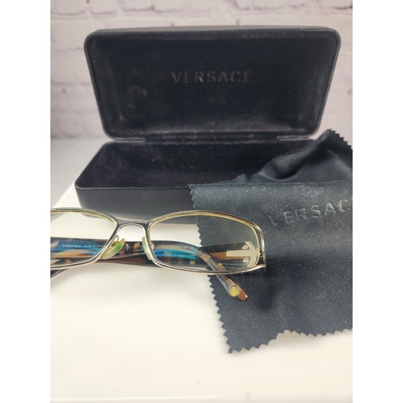Versace Eyeglasses Case & Cleaning Cloth MOD 1161 1221 53 Tortoise Frames Italy
